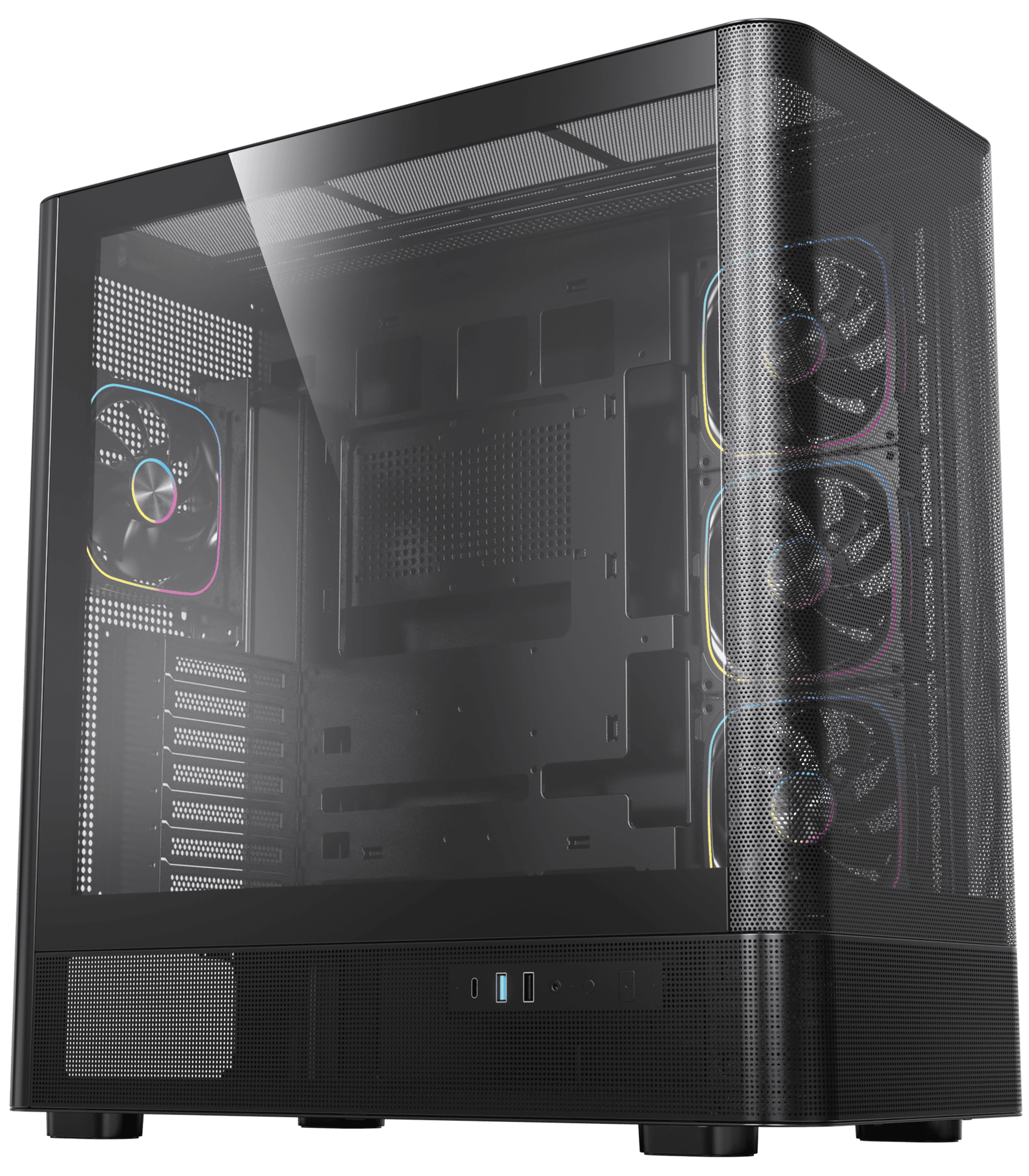 Acegeek Lunaris Flow Black Gaming Case, E-ATX Support, High-Speed USB Type-C, Panoramic Tempered Glass, High Airflow Mesh Design | AG-LUNARISFLOW-BK – Buy Online