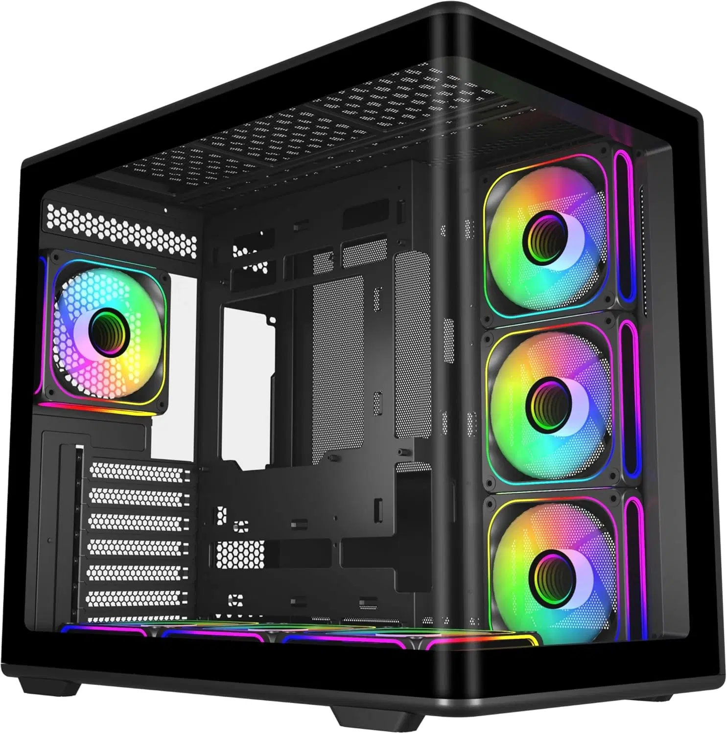 Cooler Master Elite 600 Panoramic Gaming Case, Full Curved Tempered Glass, 7 ARGB Fans, 360mm Radiator Support, Black | E600-KGNN-S02 – Buy Online