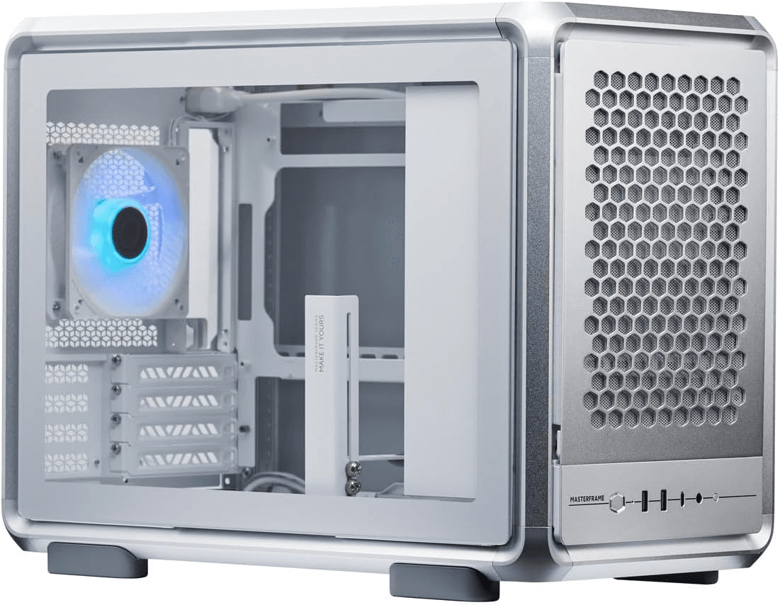 Cooler Master MasterFrame 400 Mesh Micro-ATX Open-Air PC Case, 360mm Radiator Support, 1× RGB Fan, Mini-ITX & Micro-ATX Compatible, Silver | MF400M-SHNN-S00 – Buy Online