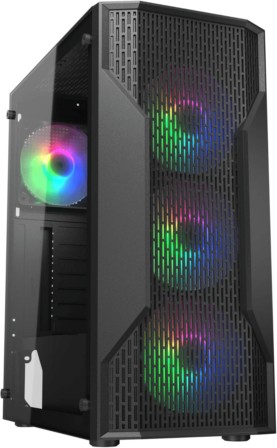 Cougar MX110 RGB Mid-Tower Gaming Case, Tempered Glass Side Panel, 4x 120mm Fixed RGB Fans Pre-Installed, ATX Support, Black | 382BD20.0001 – Buy Online
