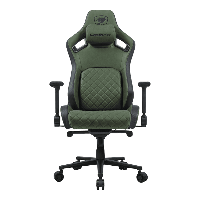 Cougar Defensor S Army Green F Gaming Chair, Leather-like fabric, 4D Folding Armrests, Backrest Pocket, Magnetic Memory Foam Neck Pillow, PushBack Support Lumbar Support, High-Density Molding Foam | 3MDSFGEB.0001 – Buy Online