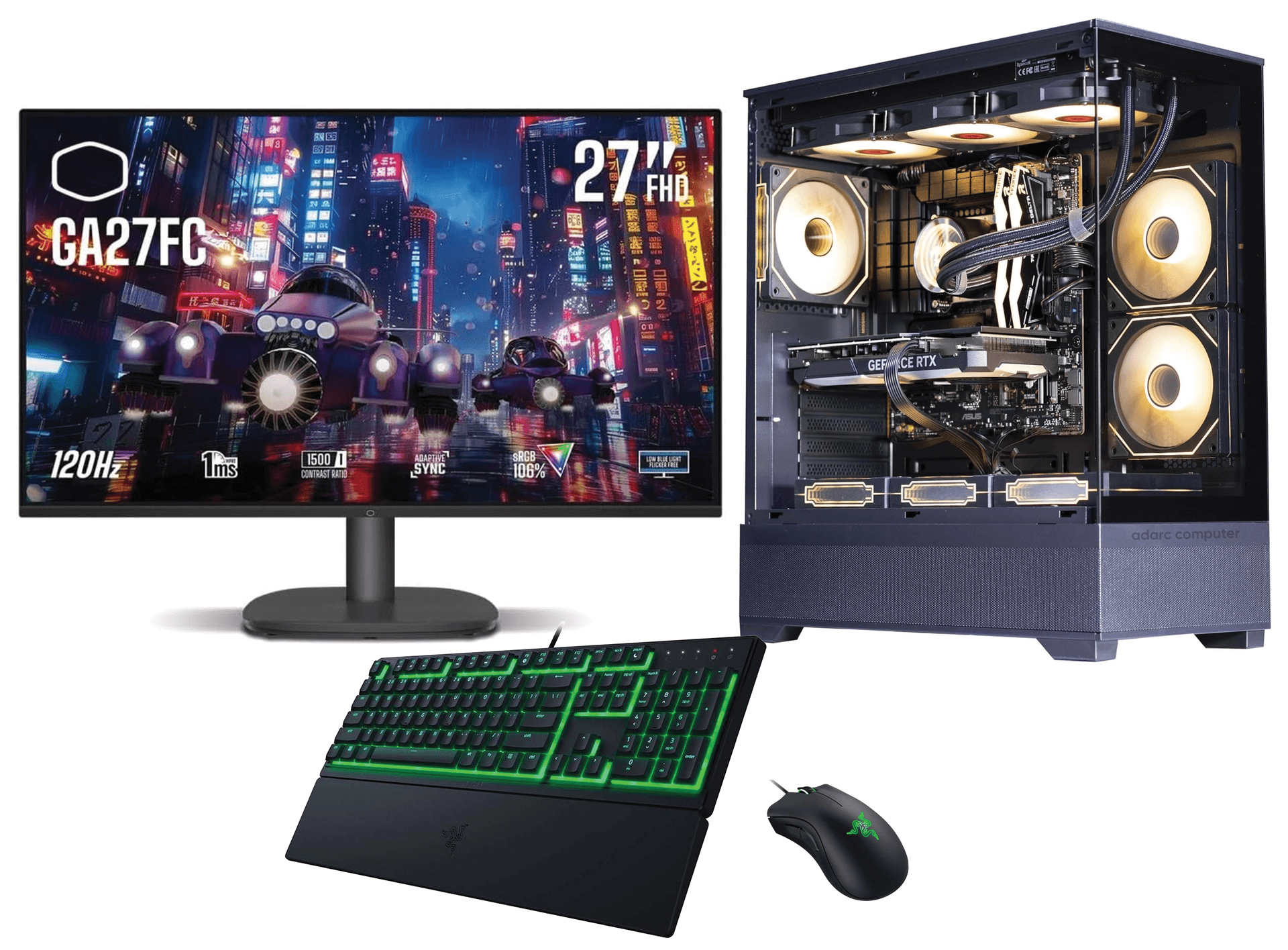 Elite Ultra Series 2 Gaming PC Bundle, Intel Core Ultra 5 225F, ZOTAC RTX 5060, 16GB DDR5, 1TB NVMe, 27" 120Hz Curved Monitor, Razer Keyboard & Mouse – Buy Online