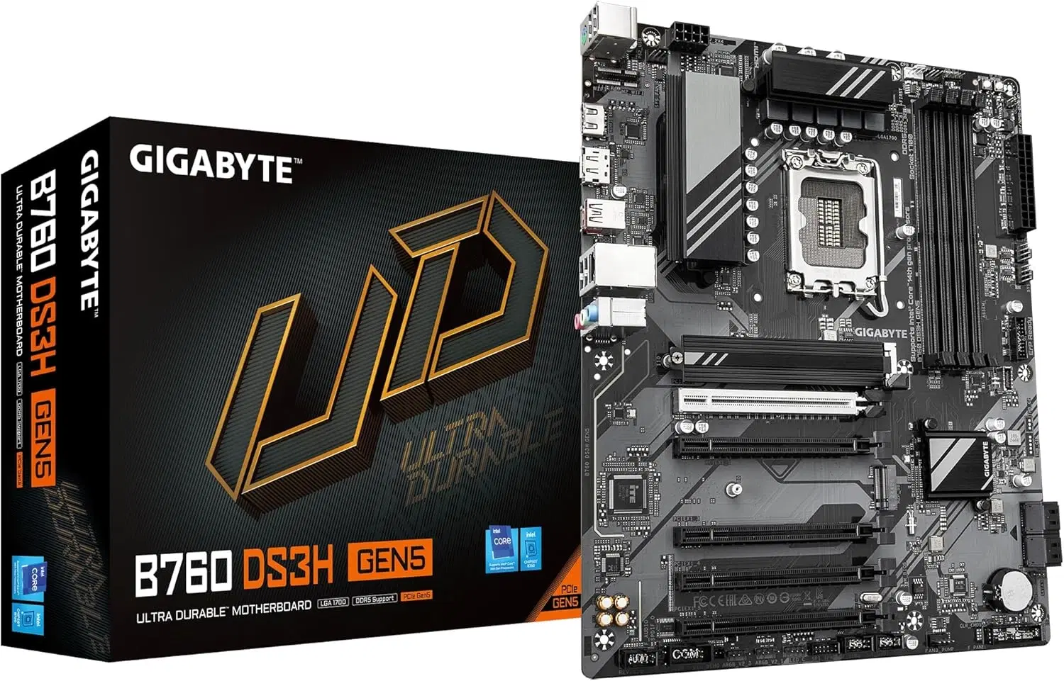 GIGABYTE B760 DS3H Motherboard, Ultra Durable Series, Intel LGA 1700, DDR5, PCIe Gen5, M.2 Thermal Guard, 2.5GbE LAN, Smart Fan 6 | 9MB76S355-00-G10 – Buy Online
