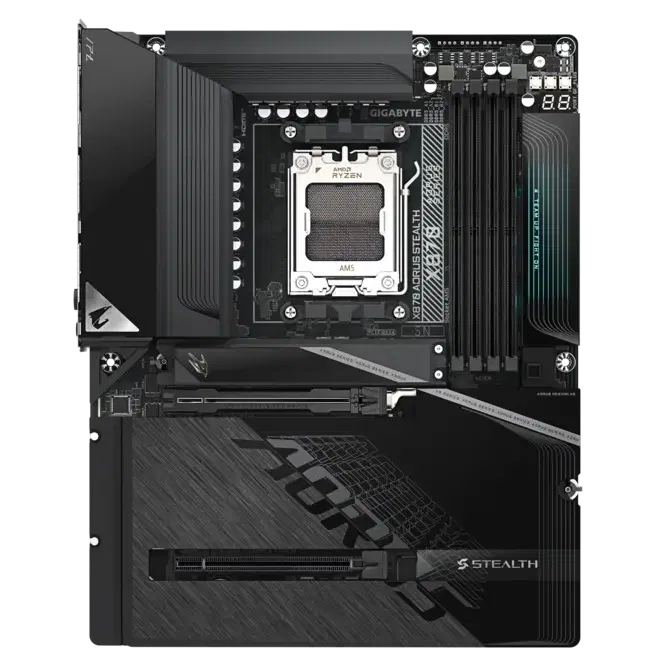 Gigabyte GIGABYTE X870 AORUS STEALTH ICE AMD AM5 ATX Motherboard, DDR5, PCIe 5.0, Wi-Fi 7, EZ-Latch, Hidden Connector Design - product view 2 of 6