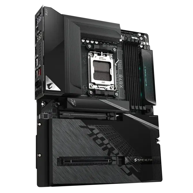Gigabyte GIGABYTE X870 AORUS STEALTH ICE AMD AM5 ATX Motherboard, DDR5, PCIe 5.0, Wi-Fi 7, EZ-Latch, Hidden Connector Design - product view 3 of 6