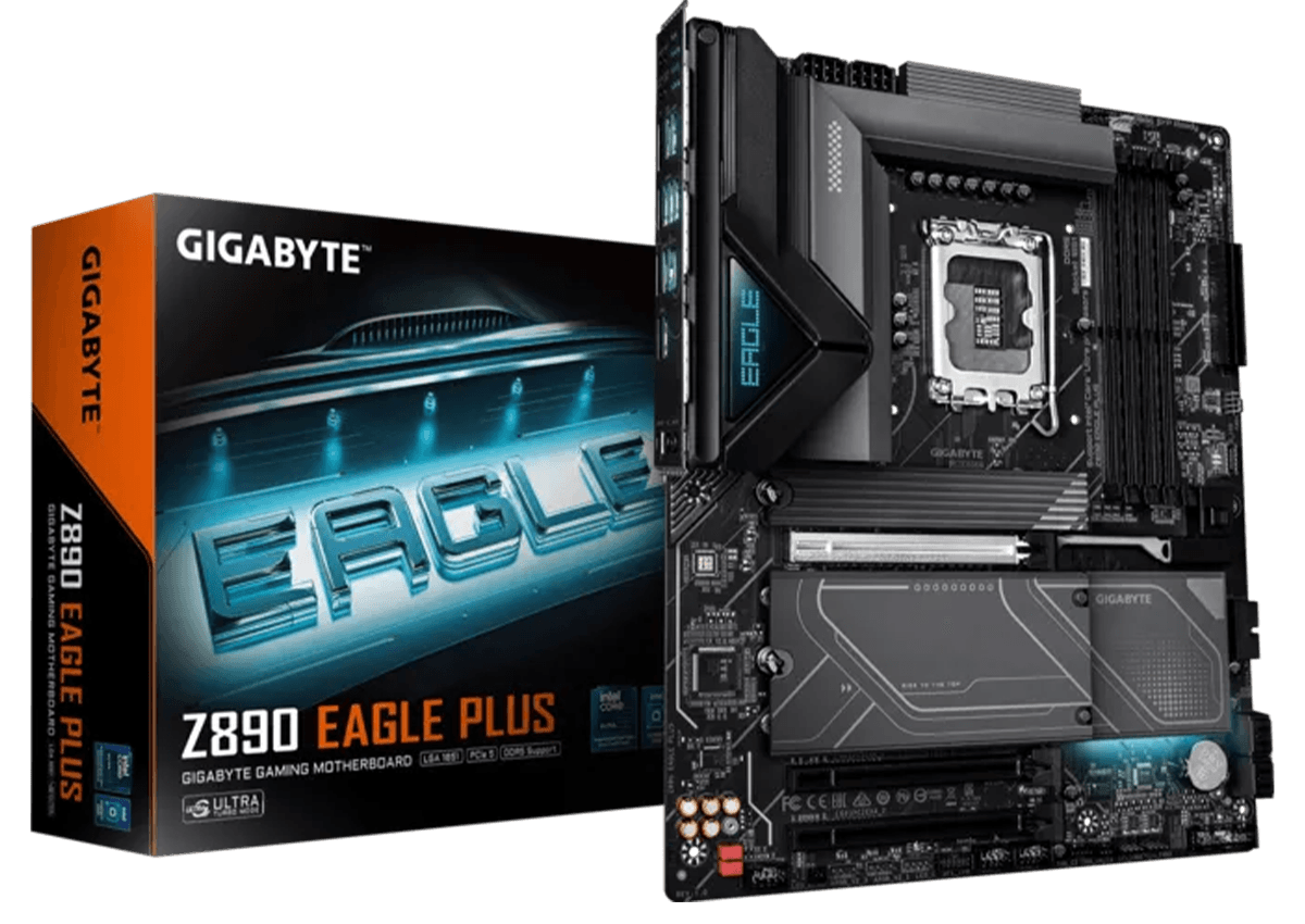 GIGABYTE Z890 EAGLE PLUS LGA 1851 ATX Motherboard, Intel Core Ultra 200S Series, 14+1+2 Twin VRM, DDR5, PCIe 5.0, 4x M.2, Ultra Turbo Mode & 2.5GbE LAN | 9MZ89EGP-00-G10 – Buy Online