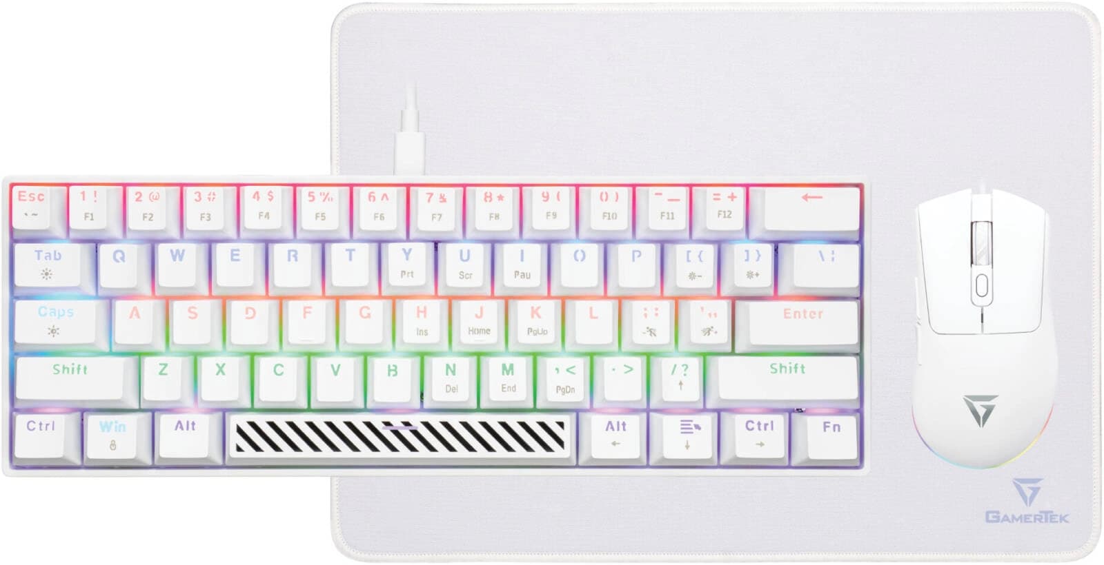 Gamertek Alpha Pack 3-in-1 Essential Gaming Bundle RGB Wired Mechanical-Feel Keyboard Ergonomic Optical Mouse Non-Slip Mousepad Polar White | GT-AP-WH-001 – Buy Online