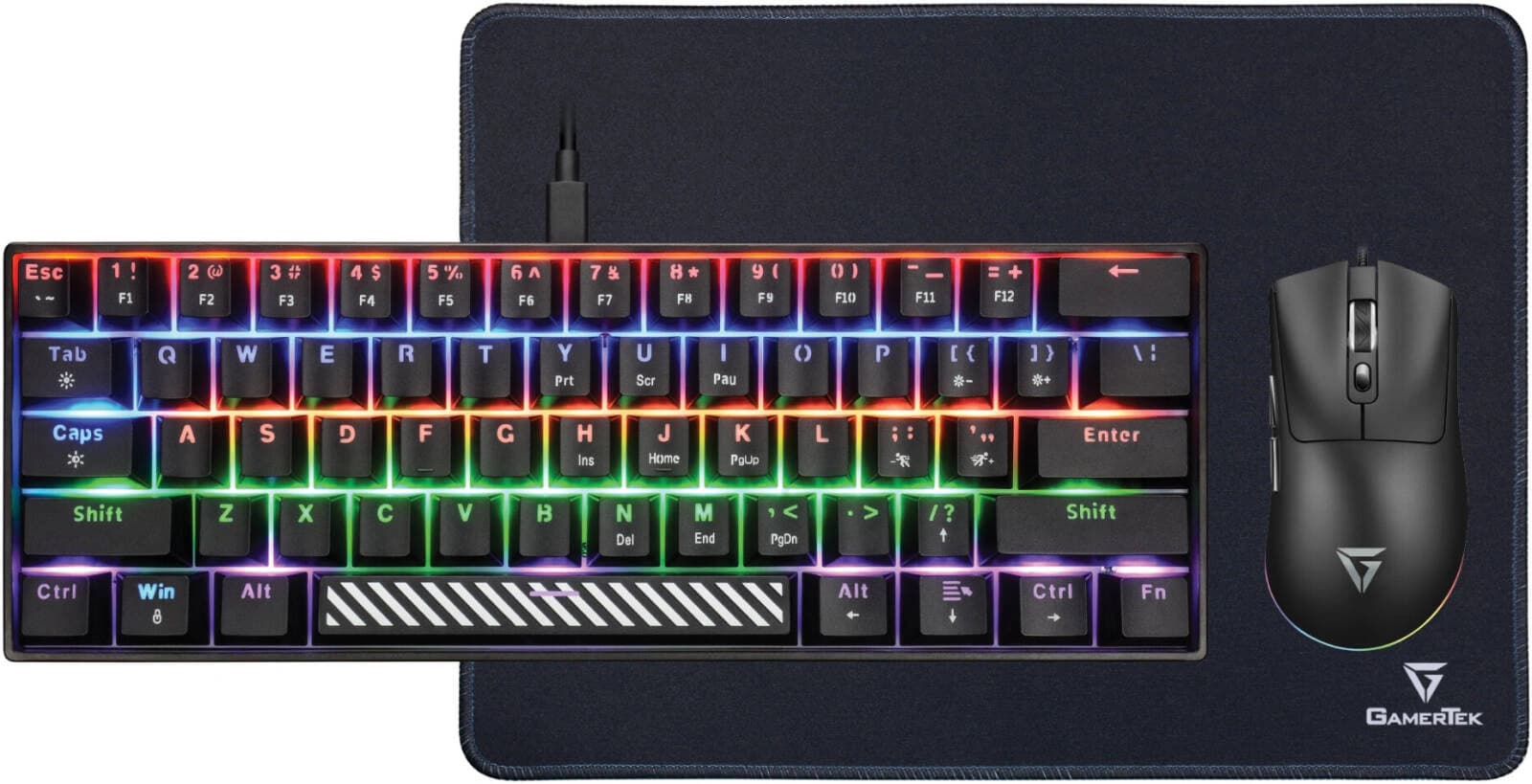 Gamertek Alpha Pack 3-in-1 Essential Gaming Bundle RGB Wired Mechanical-Feel Keyboard Ergonomic Optical Mouse Non-Slip Mousepad Matte Black | GT-GKFN-BL-001 – Buy Online