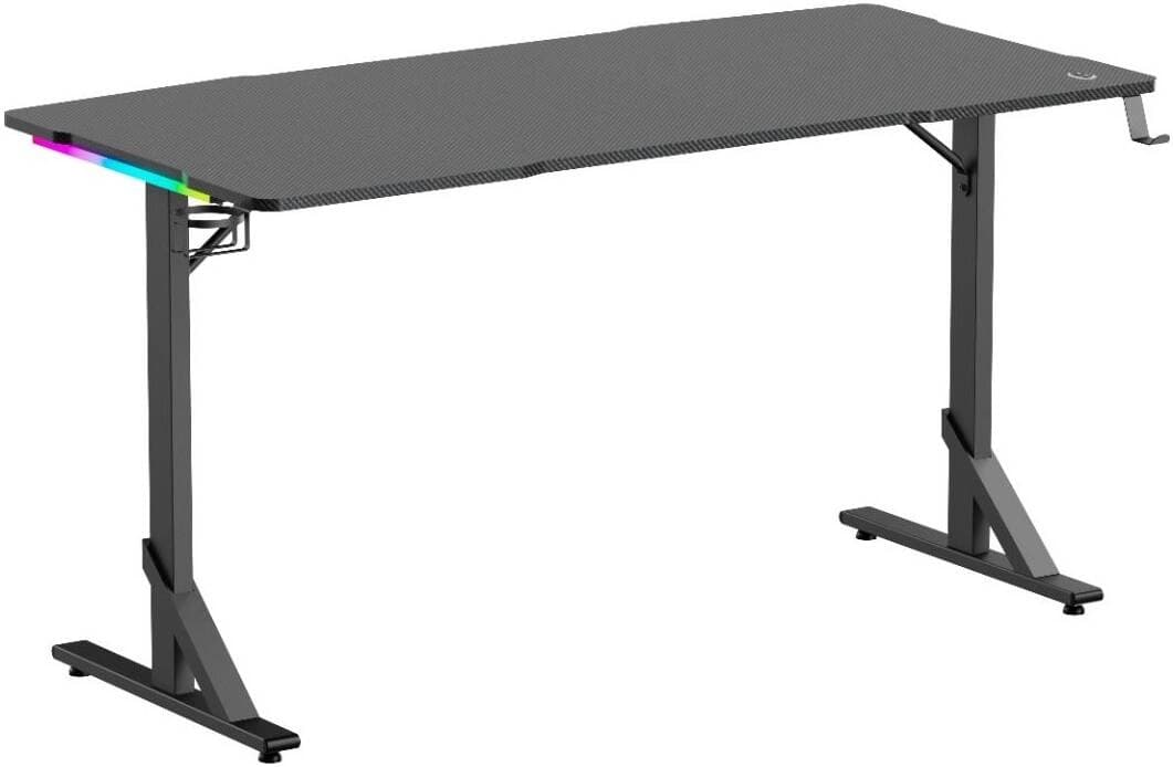 Gamertek Alpha Pro RGB Gaming Desk, 140cm x 70cm Dynamic Intelligent Lighting Carbon Fiber Texture Steel Frame, Ergonomic Workspace,. Matte Black | GT-GD-APP-BK-001 – Buy Online