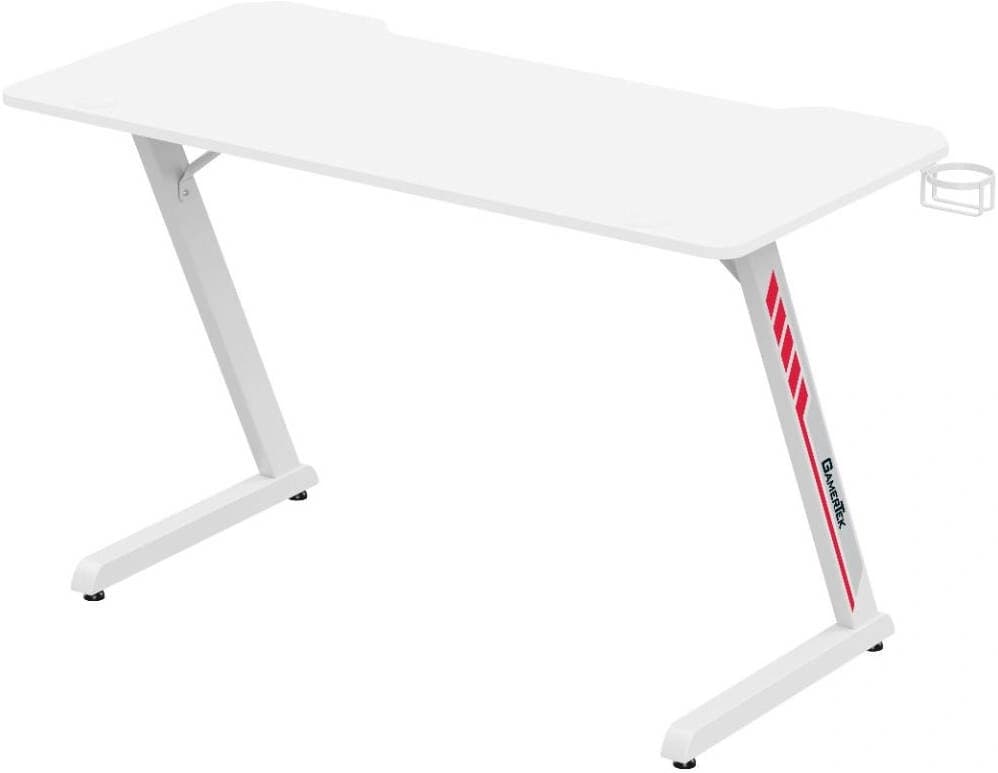 Gamertek Z-Desk White Gaming Desk, 120cm x 60cm, Ergonomic Workspace, Integrated Cup Holder & Headset Hook Z-Shaped Steel Frame, White | GT-GD-Z-WH-001 – Buy Online