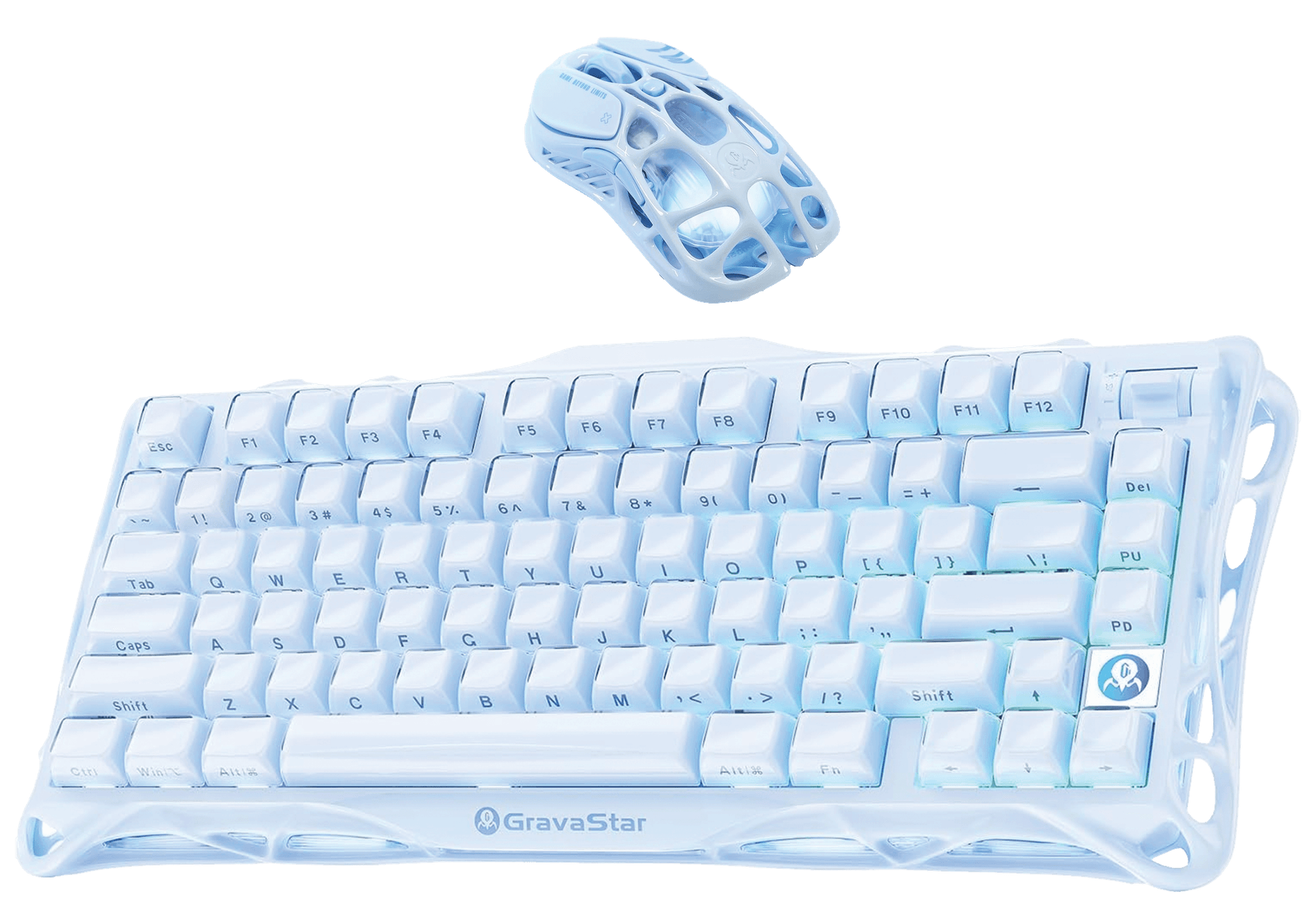GravaStar Ice Blue Special Edition Gaming Set: Mercury M1 Pro Mouse & Mercury K1 Mechanical Keyboard, Ice Blue – Buy Online
