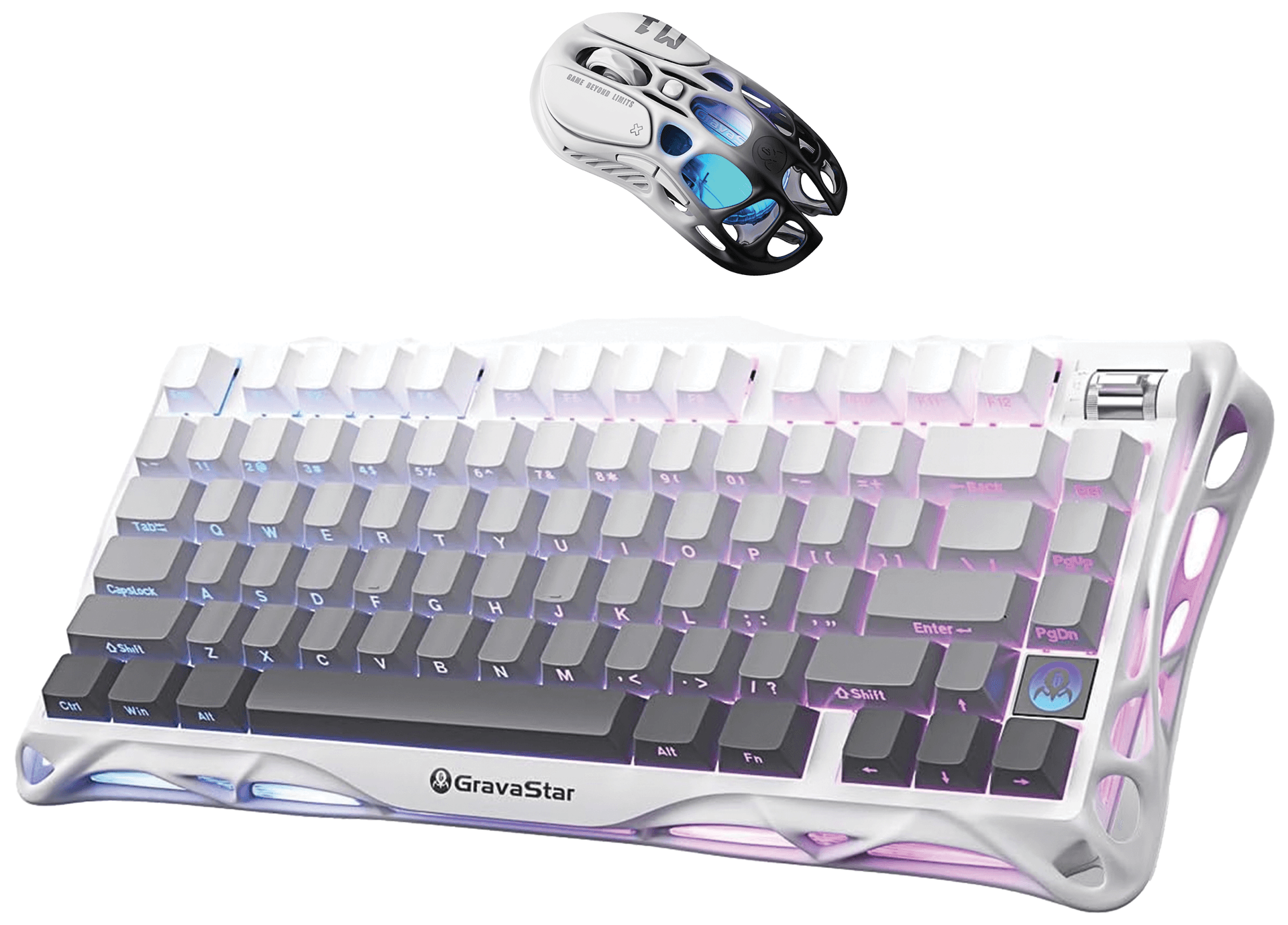 GravaStar Mercury "Contrast Edition" Gaming Set: M1 Pro Gradient Black Mouse & K1 Gradient White Keyboard – Buy Online