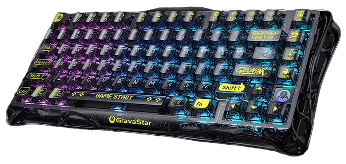 GravaStar Mercury K1 Lite 75% Wireless Mechanical Gaming Keyboard, Hot-Swappable, Arabic - English, Transparent Black | GS K1 LITE_XTAL_BLK_AR – Buy Online