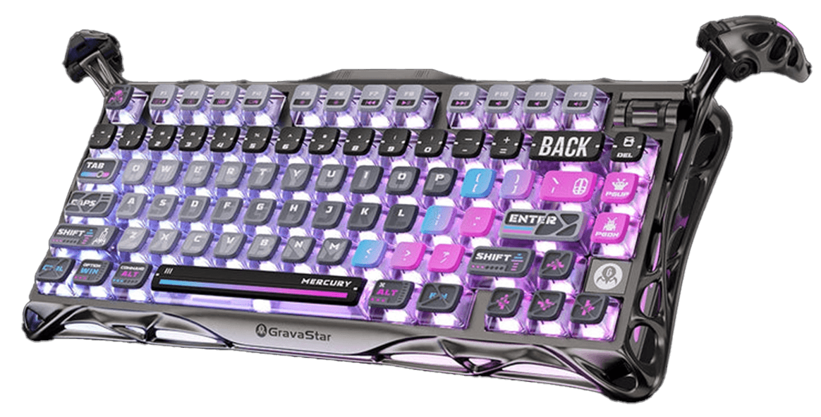 GravaStar Mercury K1 Pro 75% Wireless Mechanical Keyboard, Aluminum Alloy Frame, Arabic - English, Cyberpunk | GS K1 PRO_S_CBLK_AR – Buy Online