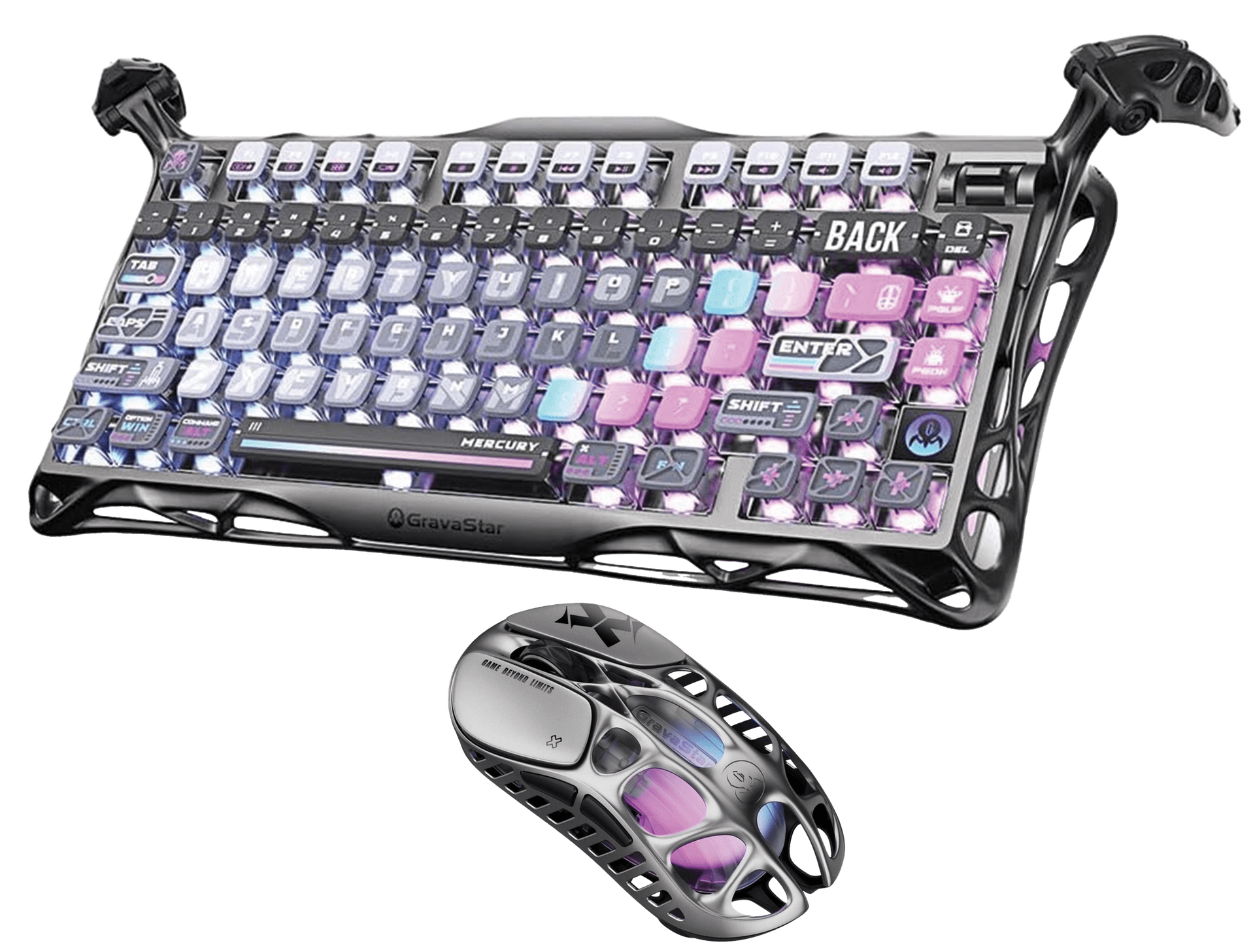 GravaStar Mercury K1 Pro Cyberpunk Wireless Mechanical Keyboard & Mercury X Gaming Mouse Combo, Tri-Mode 75% RGB Keyboard + 32,000 DPI Magnesium Alloy Wireless Mouse – Buy Online