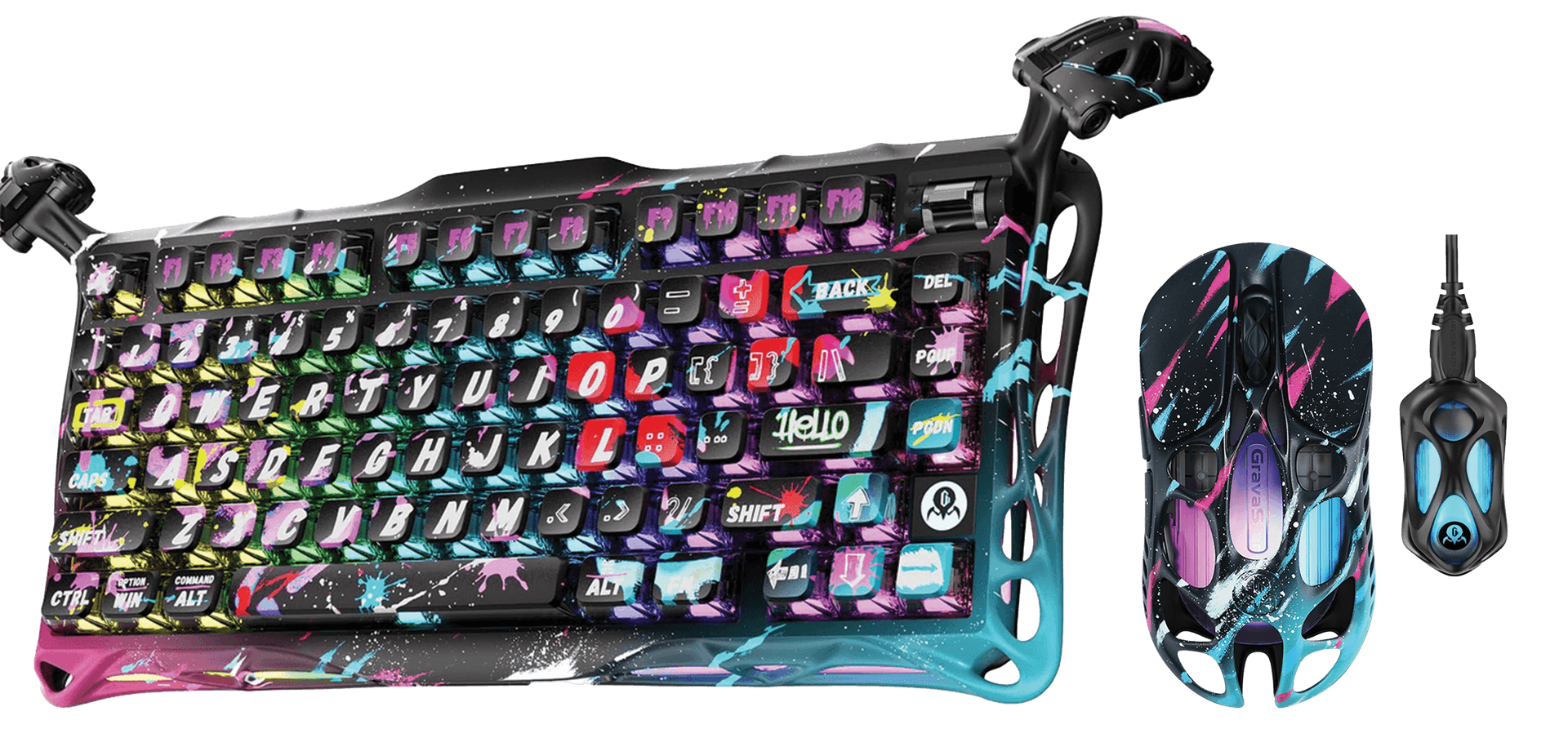 GravaStar V75 Pro 75% Hall Effect Magnetic Switch Keyboard, Mercury X Pro GM+8K Magnesium Alloy Wireless Mouse Bundle, Neon Graffiti Special Edition – Buy Online