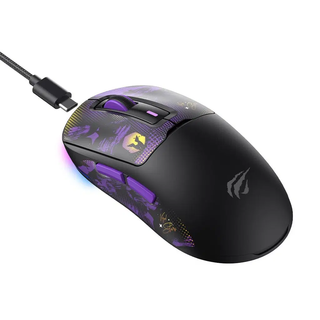 HAVIT HAVIT Gamenote MS969WB X VKS Tri-Mode Wireless Gaming Mouse, RGB, Black & Purple Edition | HVMS-MS969WB X VKS-BV - product view 2 of 4