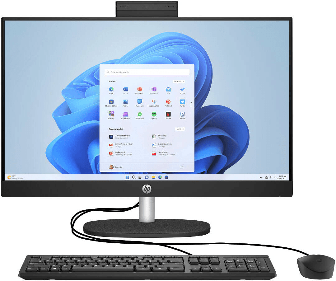 HP All-in-One 24-cr2033nh Desktop, Intel Core Ultra 5 225U, 24" FHD IPS Display, 8GB RAM, 512GB SSD, Wired Keyboard & Mouse, DOS, Jet Black | D30BZEA#BH5 – Buy Online