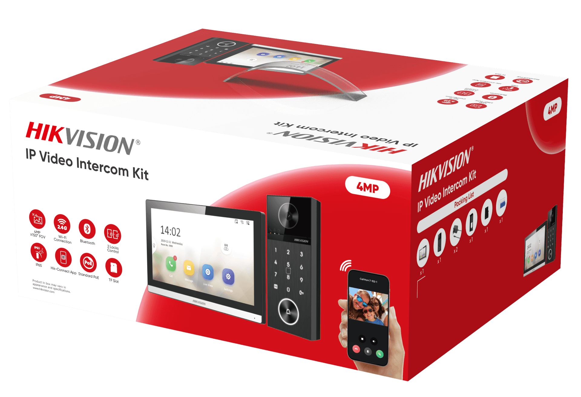 Hikvision 4MP IP Video Intercom Kit, 150-Degree Ultra-Wide Viewing Angle, 7-Inch Touchscreen Indoor Monitor, PoE & Wi-Fi Connectivity | DS-KIS612-P – Buy Online