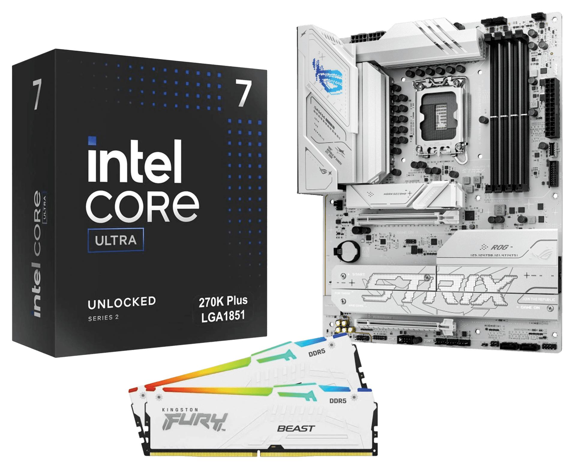 Intel Core Ultra 7 270K Elite Upgrade Bundle, ASUS ROG Strix B860-A Gaming WiFi 7 Motherboard, 64GB Kingston Fury DDR5 6400MHz ARGB White RAM – Buy Online
