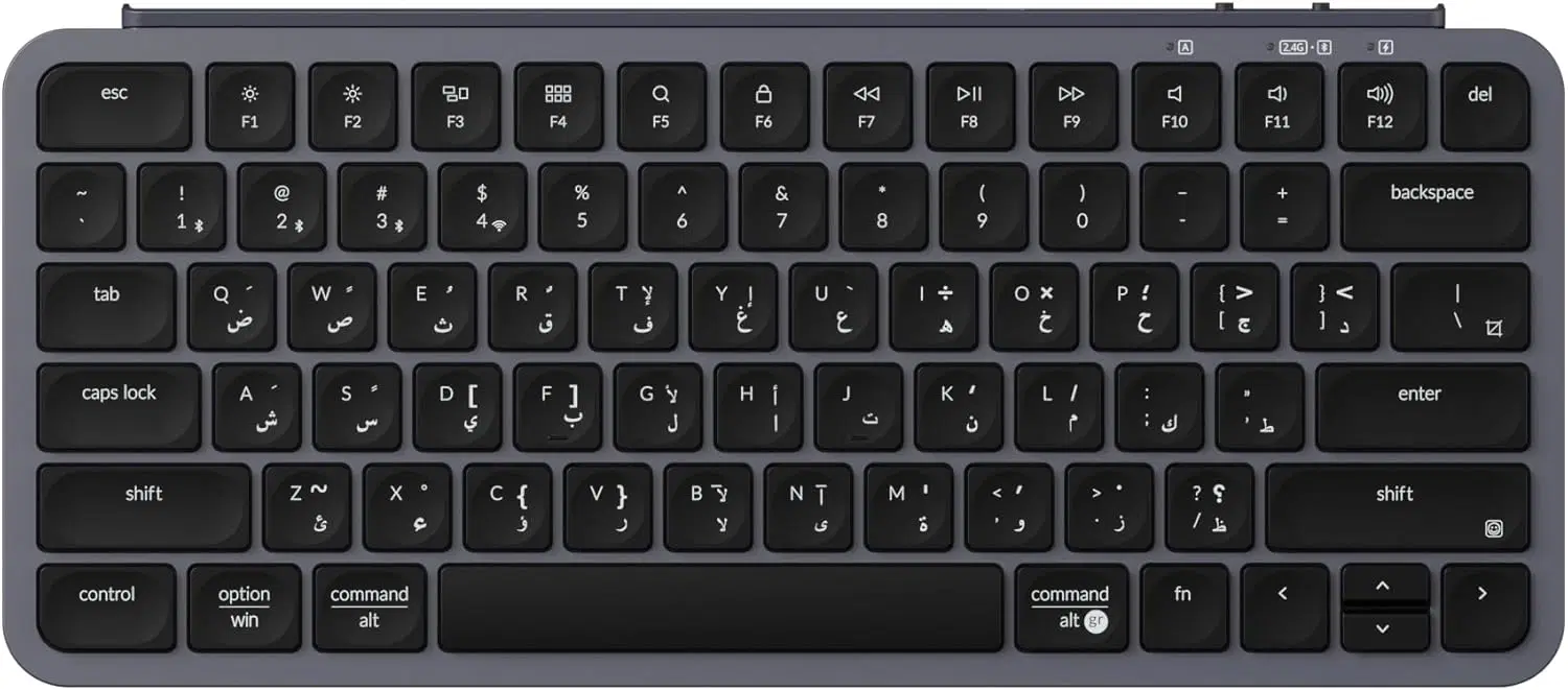 Keychron B1 Pro Ultra-Slim Wireless Keyboard, Arabic/English Layout, Bluetooth 5.2/2.4GHz / USB-C, 1200-Hour Battery, B1P-K1-AR Space Gray | B1P-K1-AR – Buy Online