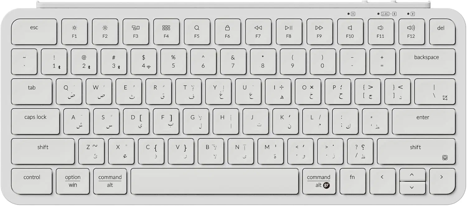 Keychron B1 Pro Ultra-Slim Wireless Keyboard, Arabic/English Layout, Bluetooth 5.2/2.4GHz / USB-C, 1200-Hour Battery, White | B1P-K8-AR – Buy Online