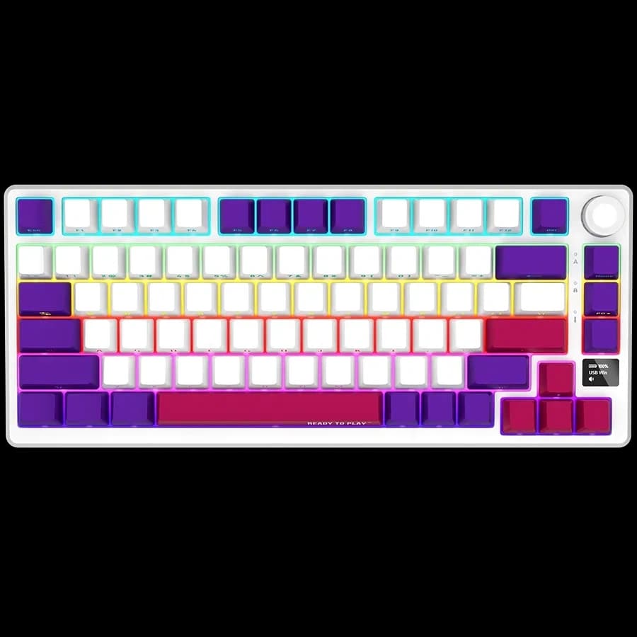 LORGAR KBP7075W 75% Wireless Mechanical Gaming Keyboard Pro, Tri-Mode RGB, White, Purple, Pink Edition | LRG-KBP7075W-WH-US – Buy Online