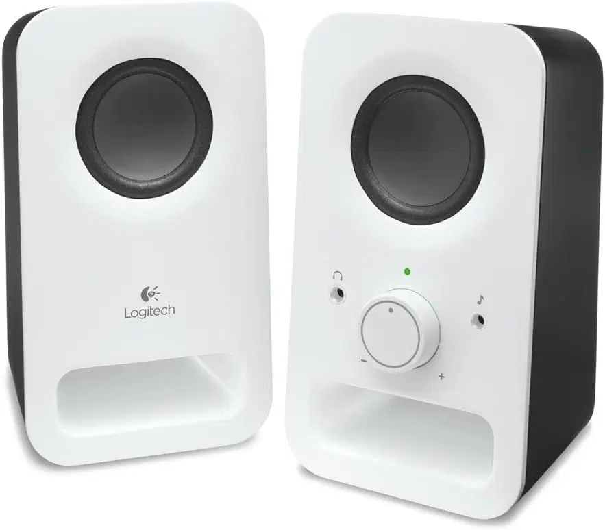 Logitech Z150 Multimedia Speakers, 2.0 Stereo Sound, 6W Peak Power, Integrated Headphone Jack, Compact Design, White | 980-000815 – Buy Online