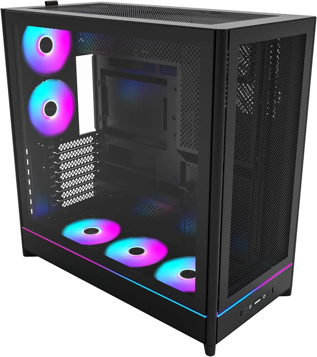 MONTECH HS01 PRO Black Mid-Tower Gaming Case, Dual-Chamber Design, 4x Pre-Installed ARGB Fans, ATX | HS01 PRO BLACK – Buy Online