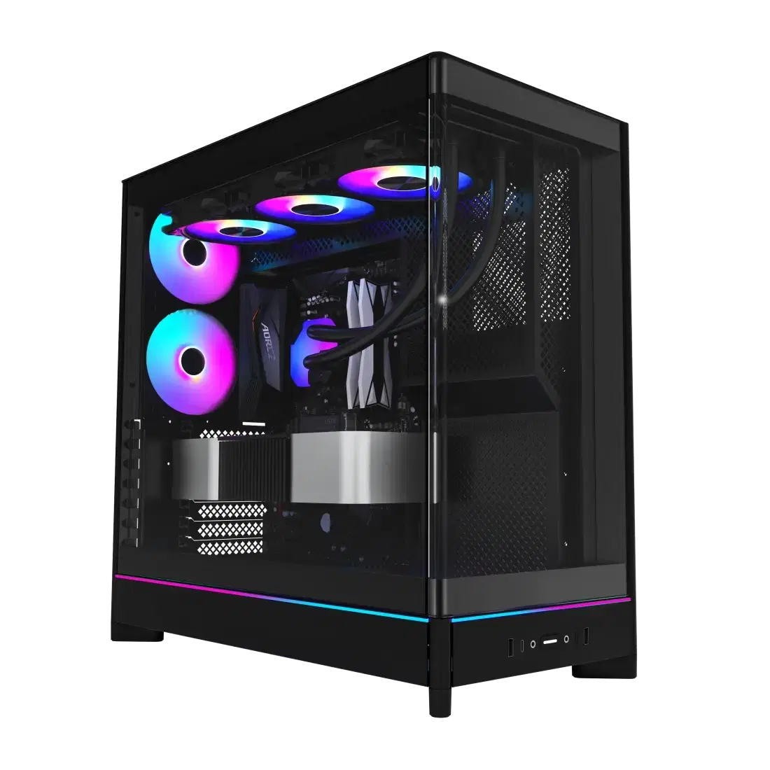 Montech MONTECH HS02 PRO Black Mid-Tower Gaming Case, Dual-Chamber Design, 4x Pre-Installed ARGB Fans, ATX | HS02 PRO BLACK - product view 3 of 9