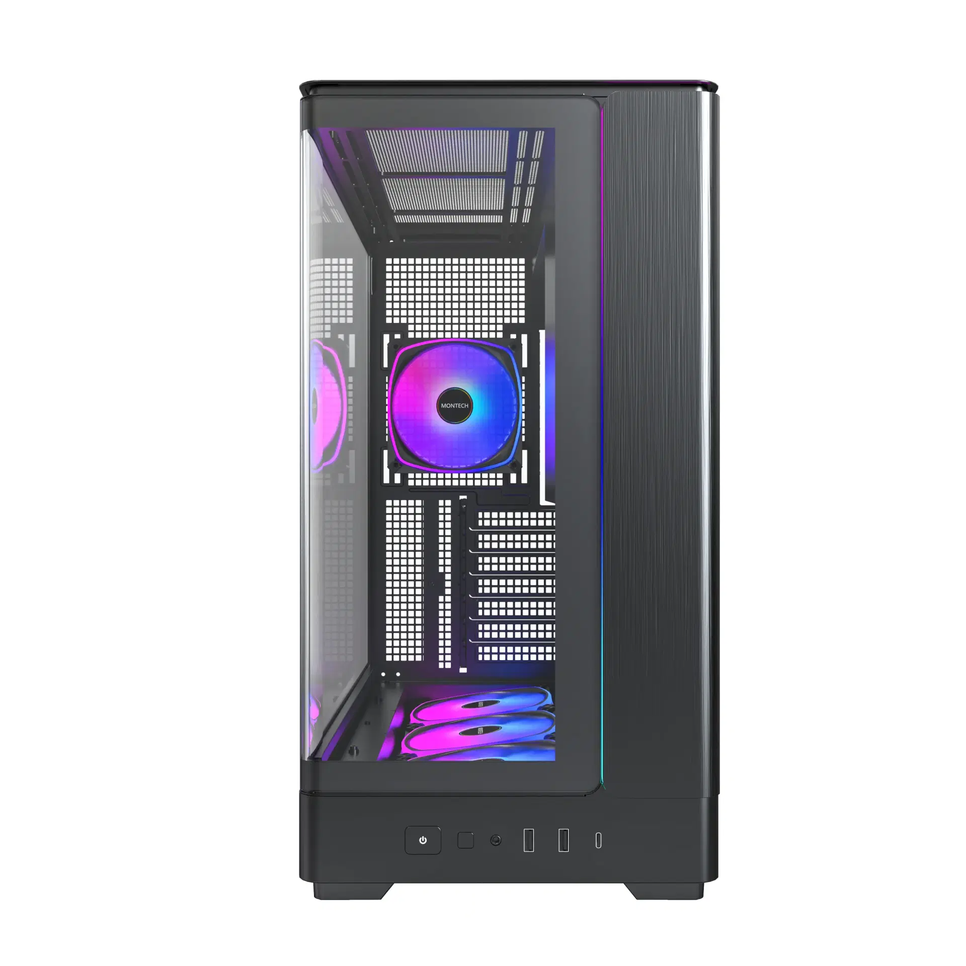 Montech MONTECH KING 45 PRO Black Mid-Tower Gaming Case, 4x Pre-Installed ARGB Fans, Dual-Chamber Panoramic Design | KING 45 BLACK PRO - product view 3 of 7