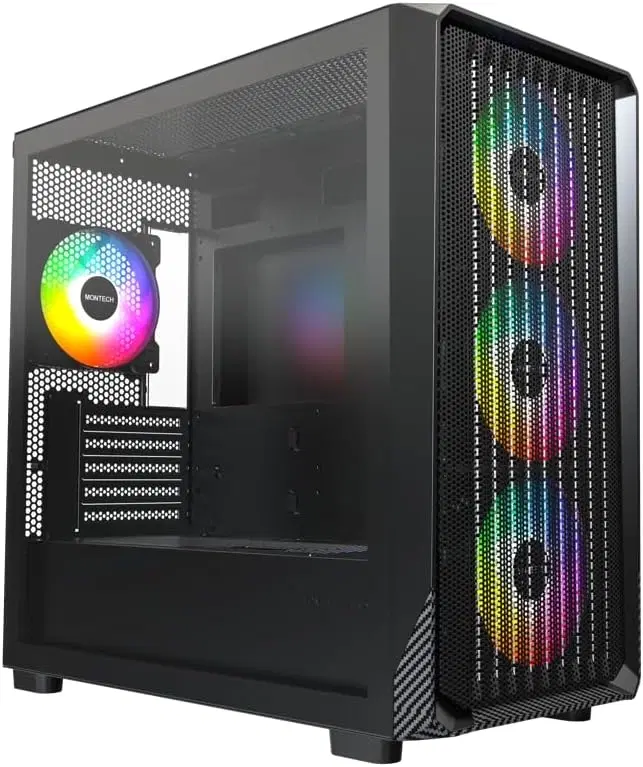 MONTECH X5M Black Micro-ATX Gaming Case, 4x Pre-installed ARGB Fans, High-Airflow Mesh, Tempered Glass Side Pane | X5M – Buy Online
