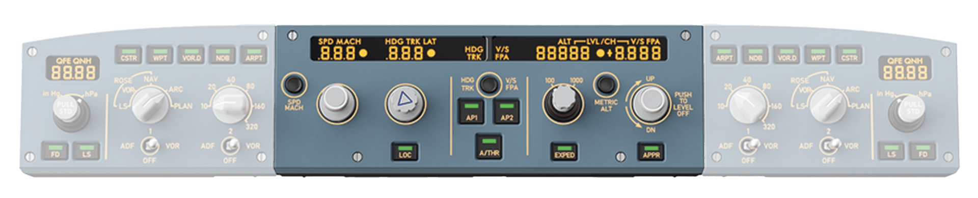 MOZA MOZA AS030 MA3F Electronic Flight Control Main Module, Airbus A320-Style FCU Autopilot Panel, Custom Segment Displays | AS030 - product view 2 of 2