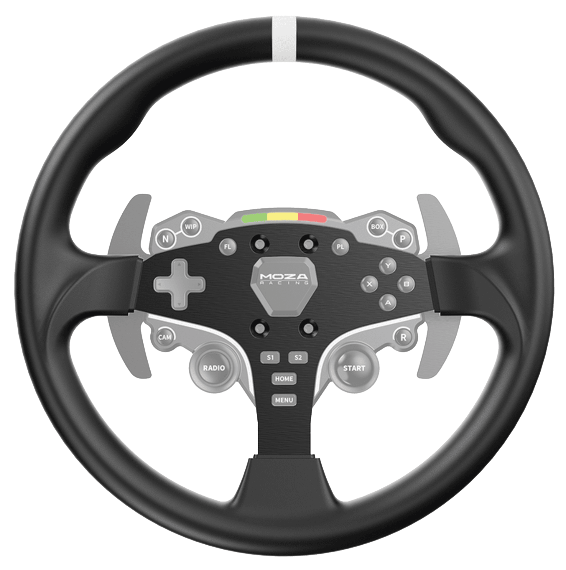 MOZA Racing RS046 ES 12-Inch Round Wheel Mod, 305mm Aluminum Rim, Microfiber Leather Grips, Paddle Extensions | RS046 – Buy Online