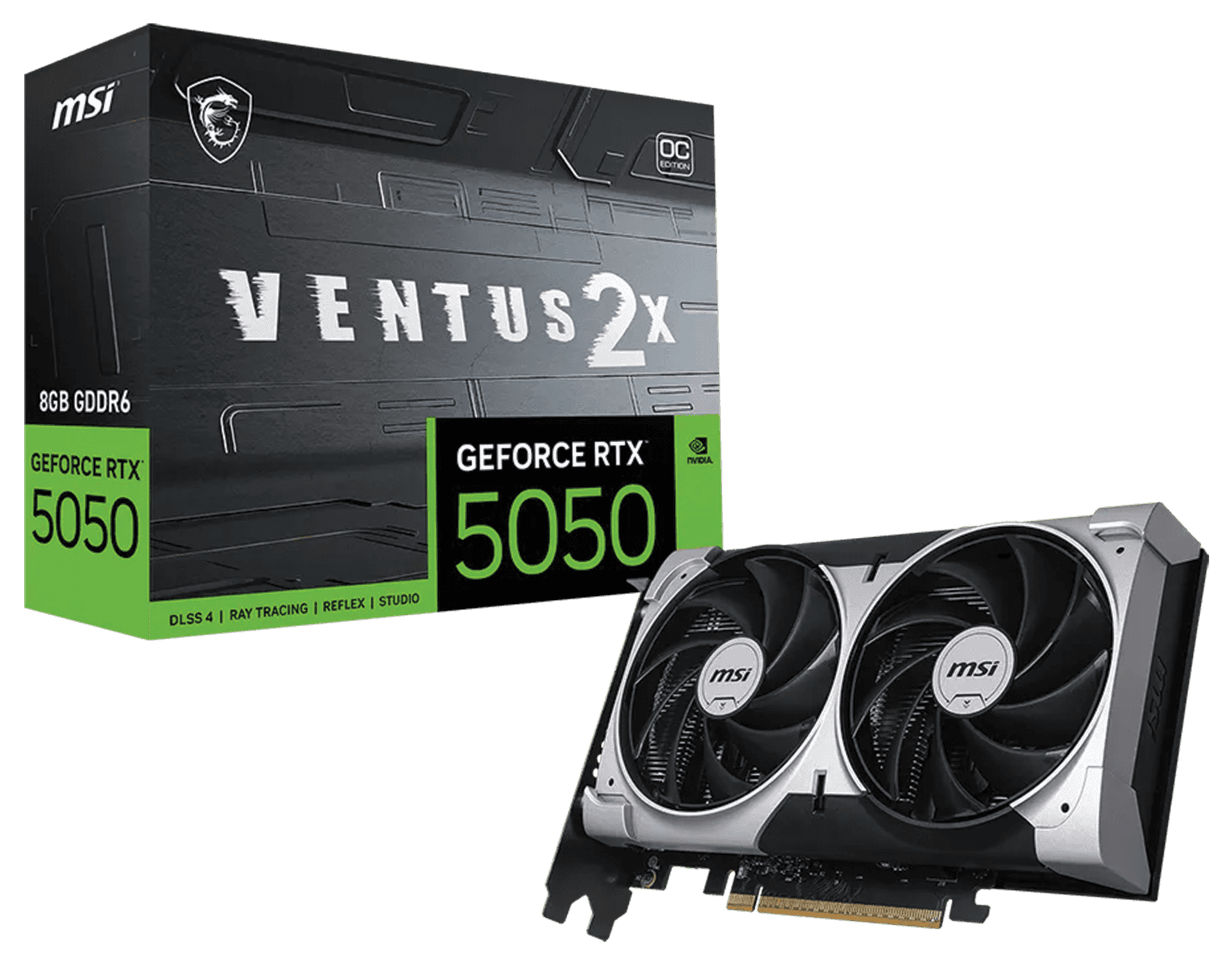 MSI GeForce RTX 5050 Ventus 2X OC 8GB GDDR6 Gaming Graphics Card, TORX Fan 5.0, Dual Fan, NVIDIA Blackwell, PCIe, DLSS 4 | 912-V538-010 – Buy Online