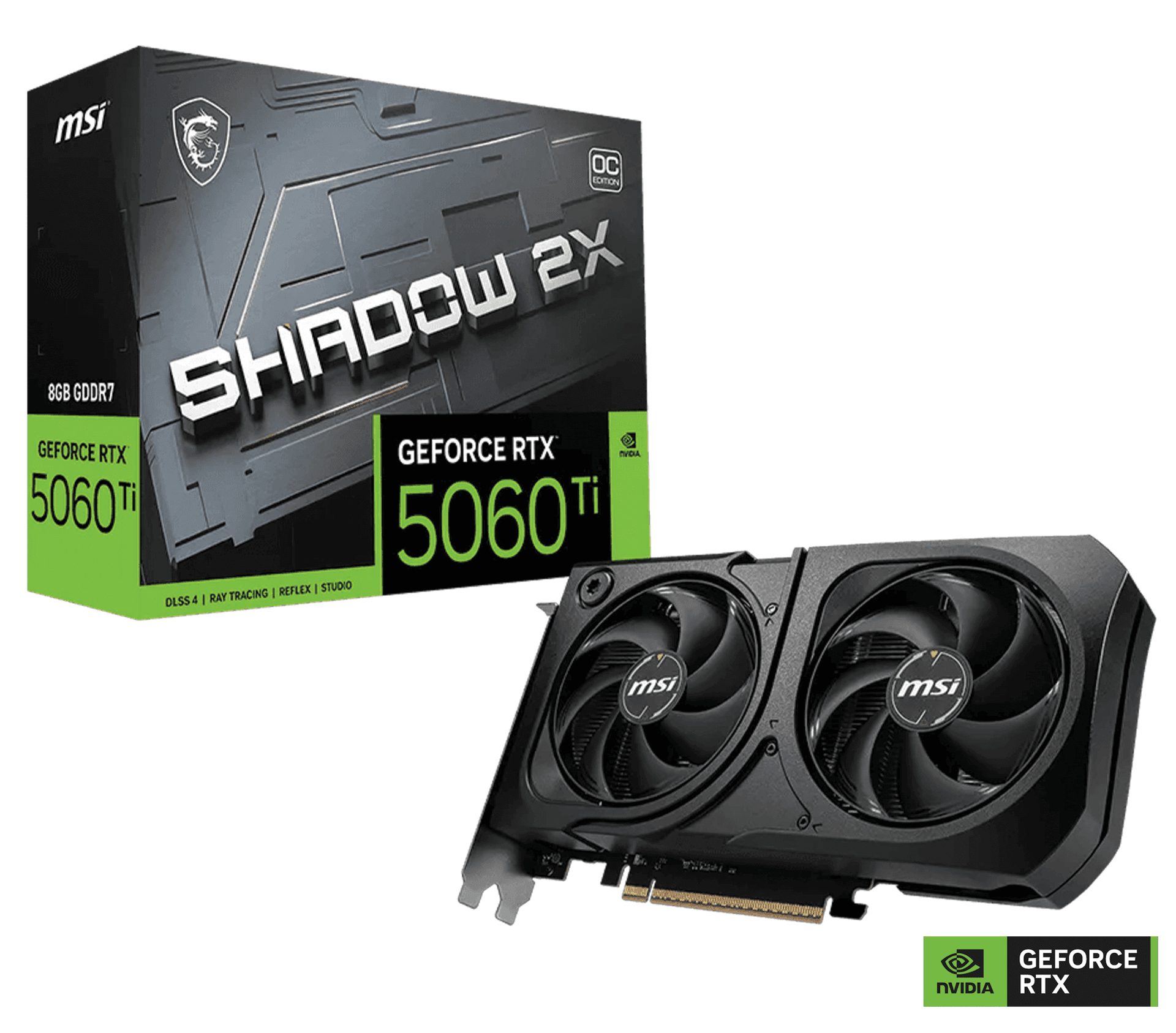 MSI GeForce RTX 5060 Ti 8G SHADOW 2X OC PLUS Graphics Card, NVIDIA RTX 50 Series, 8GB GDDR7, PCIe Gen 5, Dual Fan Thermal Design, Black | 912-V536-023 – Buy Online