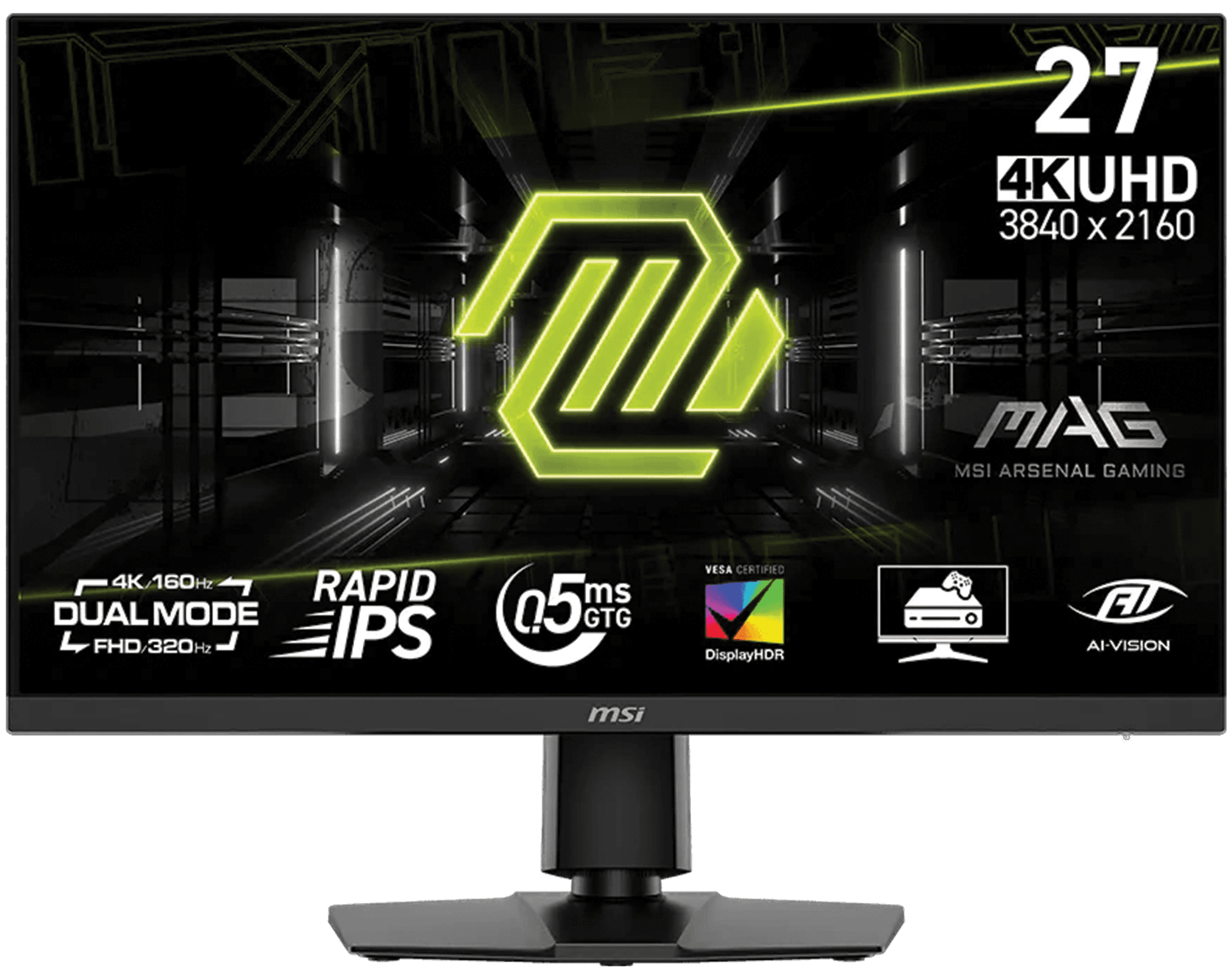 MSI MAG 272URDF E16 27 Inch Rapid IPS Dual Mode Gaming Monitor, 4K UHD (3840x2160) 160Hz / FHD 320Hz 0.5ms GtG AMD FreeSync Premium | 9S6-3CE79T-015 – Buy Online