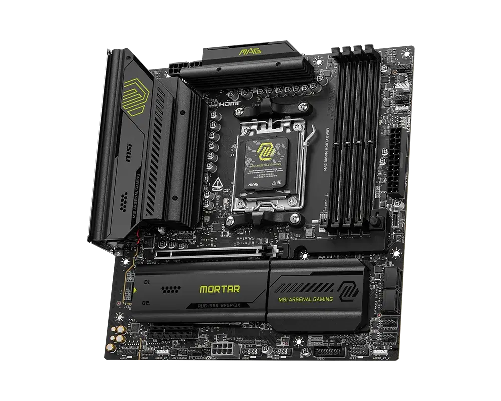 MSI MSI MAG B850M MORTAR WIFI Motherboard, AMD AM5 Socket, B850 Chipset, DDR5, Wi-Fi 7, 5G LAN, mATX | 911-7E61-001 - product view 3 of 5