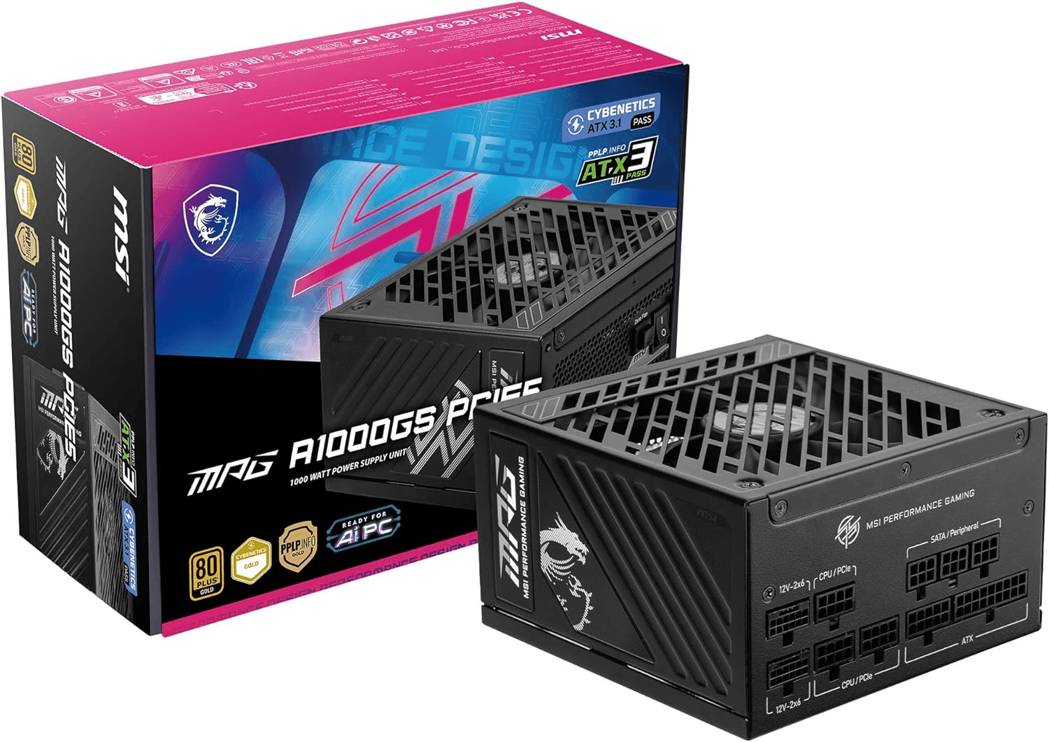 MSI MPG A1000GS PCIE5 Fully Modular Power Supply, 1000W Power , 80 PLUS Gold Efficiency, 135mm Fluid Dynamic Bearing Type, Active PFC, Zero Fan Mode - Black -306-7ZPFY18-CEO – Buy Online