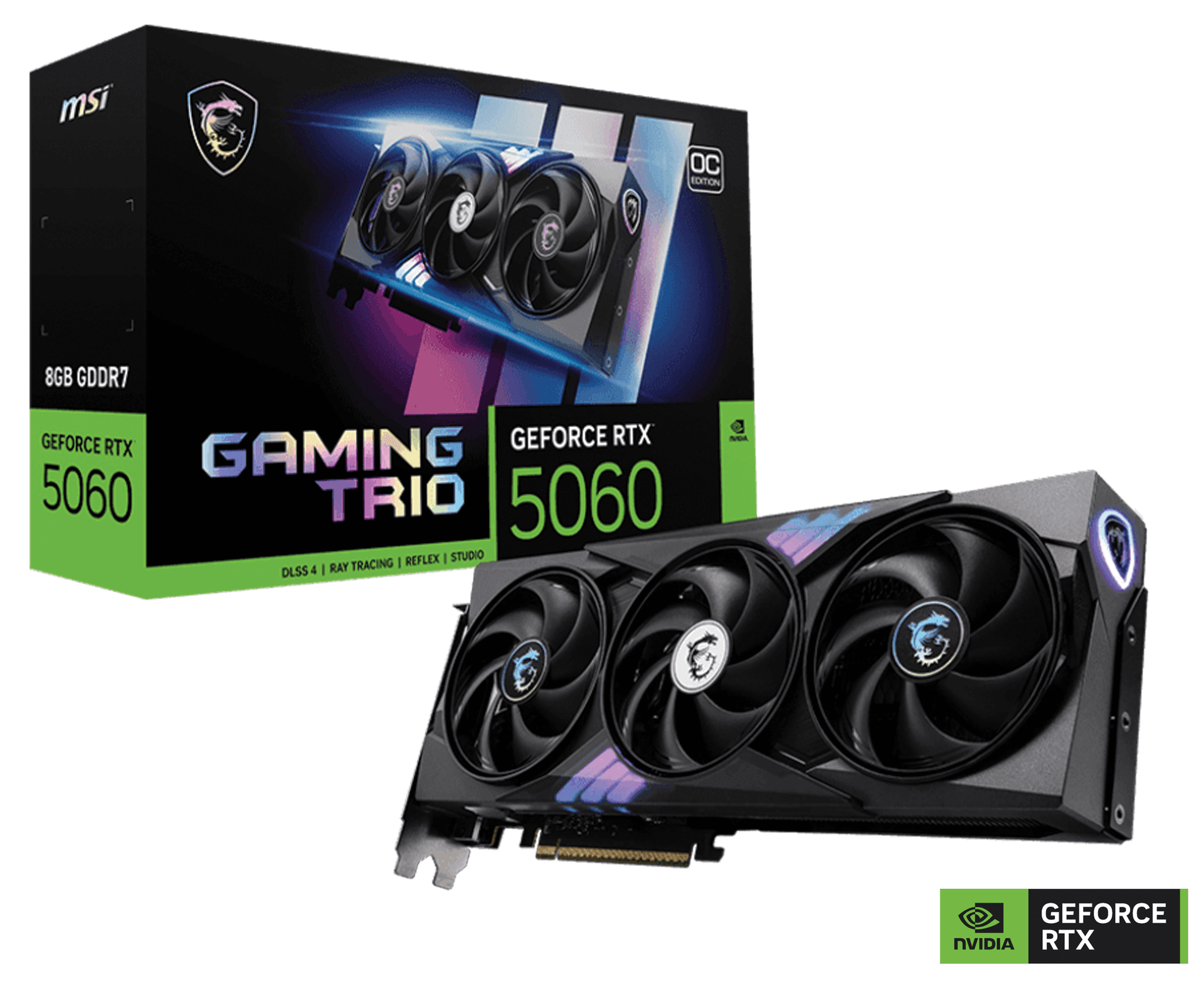 MSI NVIDIA GeForce RTX 5060 8G GAMING TRIO OC Graphics Card, 8GB GDDR7, 128-bit 28 Gbps, 3840 CUDA CORES Units, 2640 MHz Extreme Clocks, NVIDIA Blackwell architecture and DLSS 4 | 912-V537-021 – Buy Online