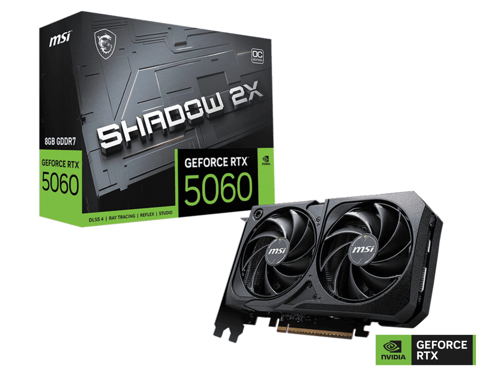 MSI NVIDIA GeForce RTX 5060 8G SHADOW 2X OC Graphics Card, 8GB GDDR7, 128-bit 28 Gbps, 3840 CUDA CORES Units, 2535 MHz Extreme Clock, NVIDIA Blackwell Architecture | 912-V537-019 – Buy Online
