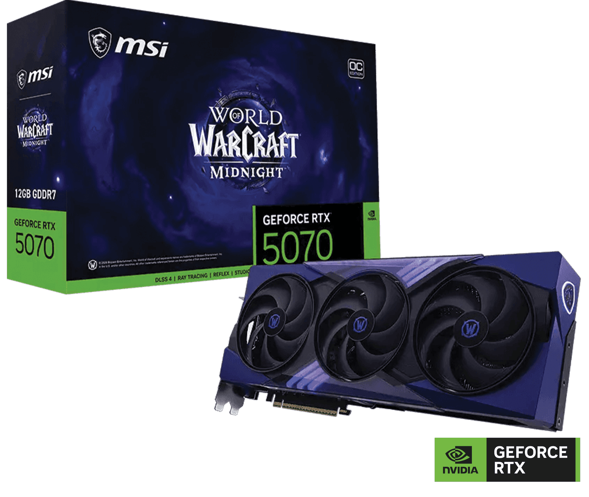 MSI NVIDIA GeForce RTX 5070 12G World of Warcraft MIDNIGHT VOID EDITION OC Graphics Card, 12GB GDDR7, PCIe 5.0, 28 Gbps 192-bit, 6144 CUDA CORES Units | 912-V532-255 – Buy Online