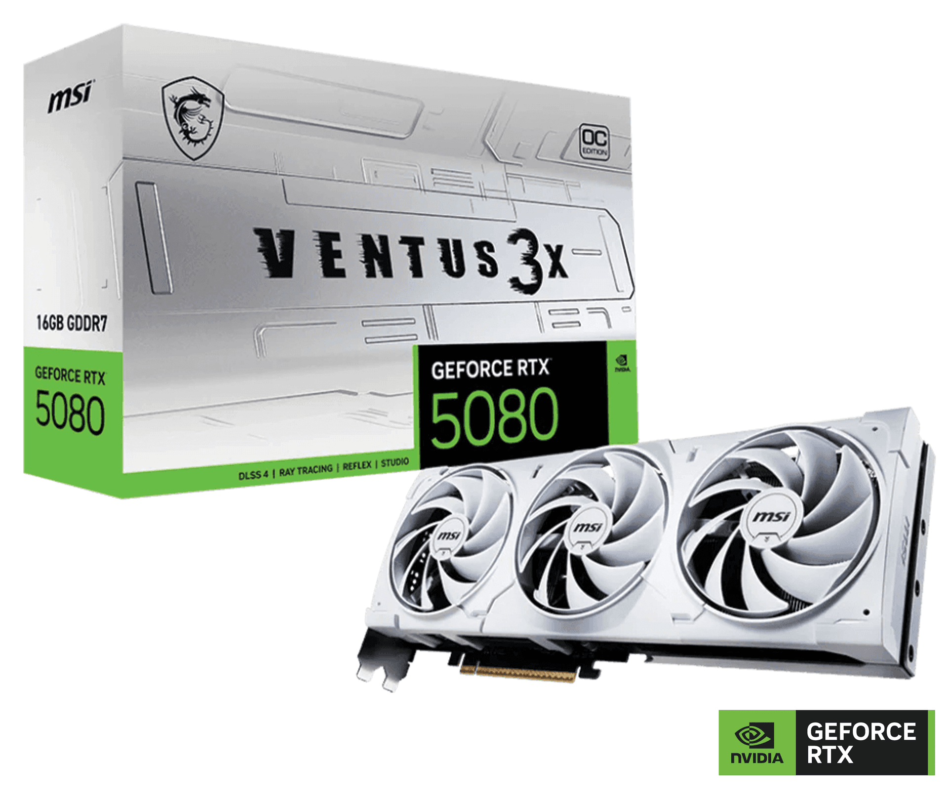 MSI NVIDIA GeForce RTX 5080 16G VENTUS 3X OC WHITE Graphics Card, 16GB GDDR7, 30 Gbps 256-bit, 10752 Units CUDA CORES, DLSS 4 | 912-V531-202 – Buy Online