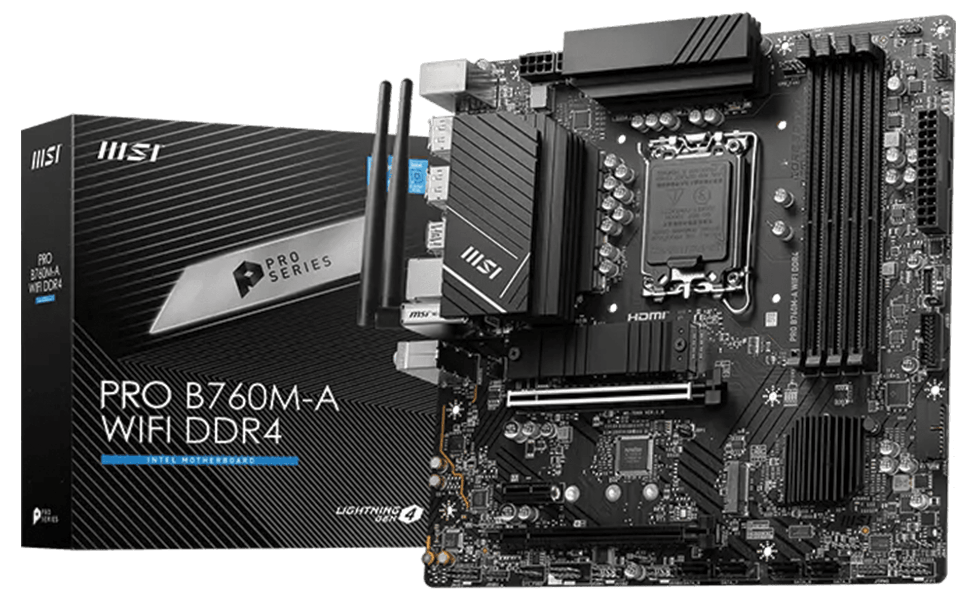 MSI PRO B760M-A WIFI DDR4 Motherboard, Intel LGA 1700, 12th/13th/14th Gen Support, Lightning Gen 4, Wi-Fi 6E | 911-7D99-003 – Buy Online
