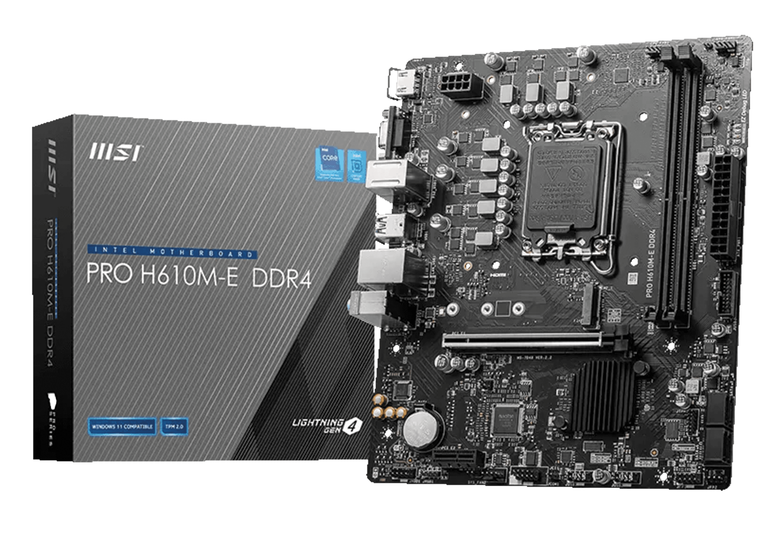 MSI PRO H610M-E DDR4 Motherboard, Intel 12th/13th/14th Gen, LGA 1700, PCIe 4.0, Micro-ATX | 911-7D48-012 – Buy Online