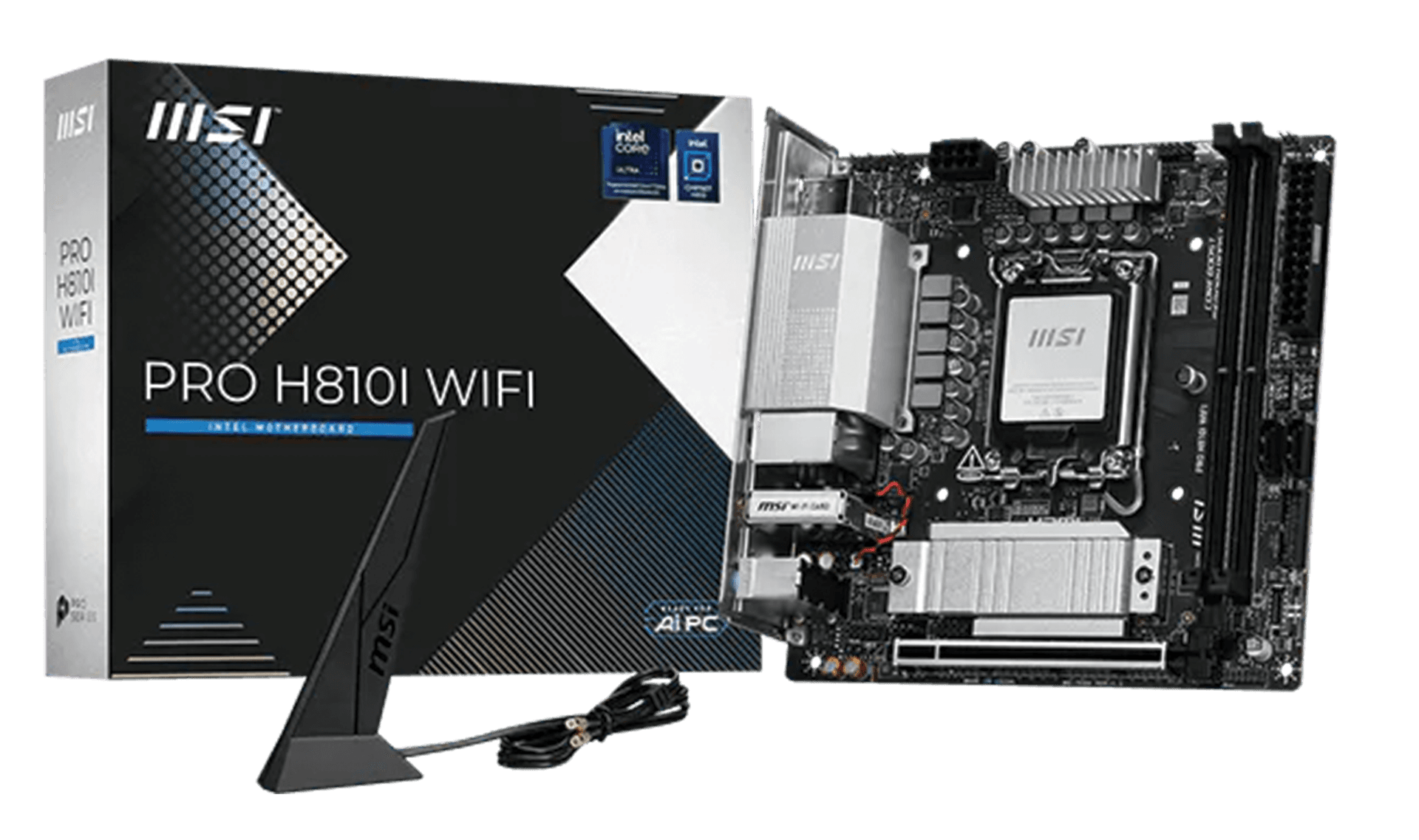 MSI PRO H810I WiFi Intel Core Ultra LGA1851 Mini-ITX Motherboard, DDR5 Dual Slot, PCIe 5.0 Gen5, WiFi | 911-7E65-001 – Buy Online