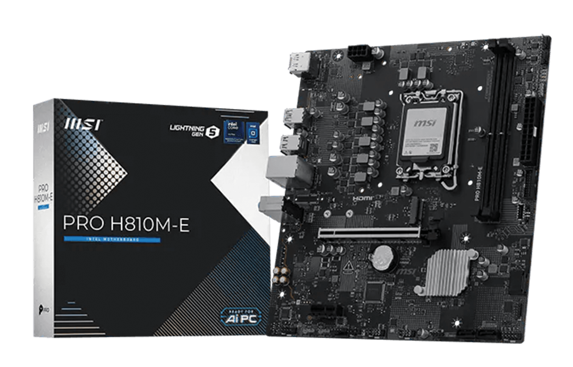 MSI PRO H810M-E Intel Core Ultra LGA1851 Micro-ATX Motherboard, DDR5 Dual Slot, PCIe 5.0 Gen5, B-Series Chipset | 911-7E72-001 – Buy Online