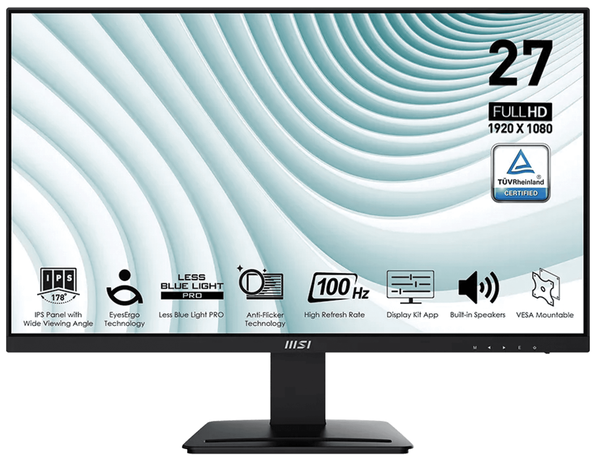 MSI PRO MP273A 27-Inch 100Hz IPS Business Monitor, FHD Eye Care Display with Built-In Speakers, Black | 9S6-3PB4CH-076 – Buy Online