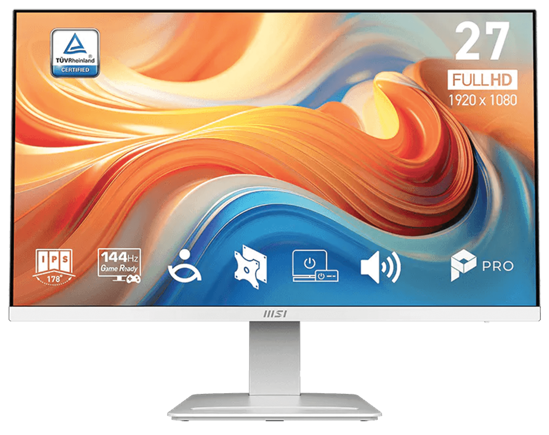 MSI PRO MP273W E14A 27-Inch White Gaming Monitor, FHD 1920x1080, 144Hz, 1ms IPS, Built-In Speakers | 9S6-3PB4CH-417 – Buy Online