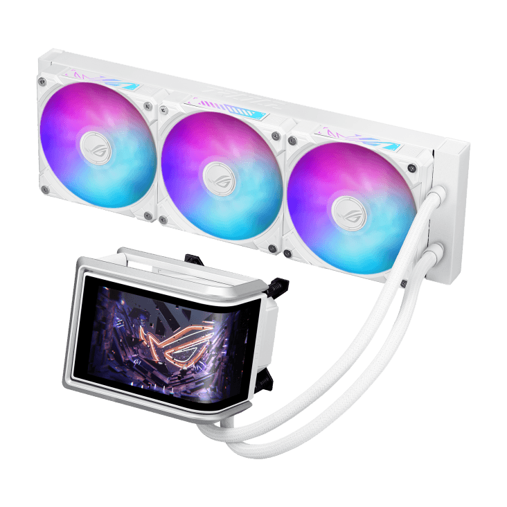 ASUS ROG RYUO IV 360 ARGB White Liquid CPU Cooler, 6.67" AMOLED Display, 360mm Radiator, Intel LGA 1851 & AM5 Ready, ROG MF-12C ARGB Fans | 90RC01N2-B0EAY0 – Buy Online